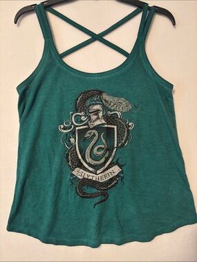 Harry Potter Slytherin Women's Green Crisscross Tank Top